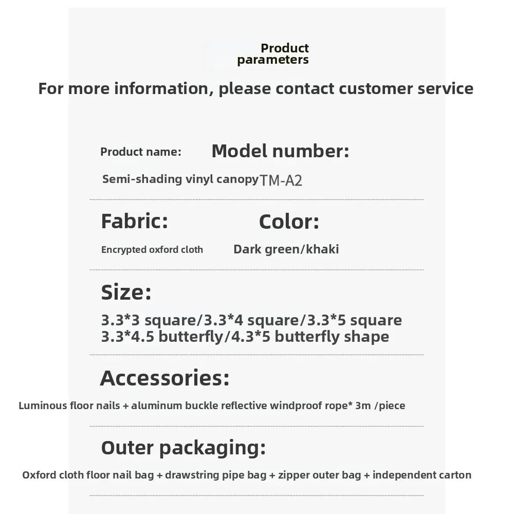 Canopy tent outdoor camping sunscreen black rubber canopy portable thick silver glue camping shade rain tent