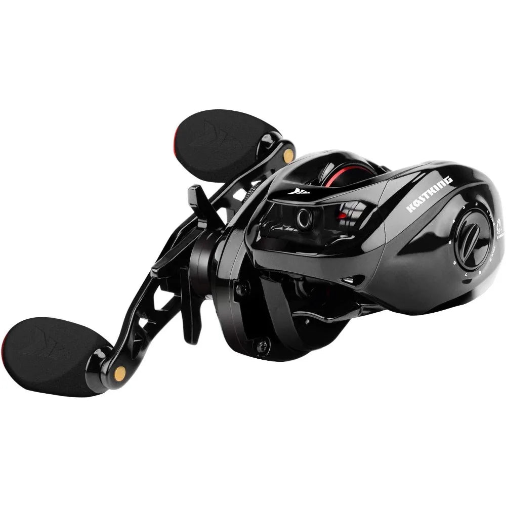 New Compact Design Baitcaster Fishing Reel, 17.64LB Carbon Fiber Drag, Cross-Fire 8 Magnet Braking System