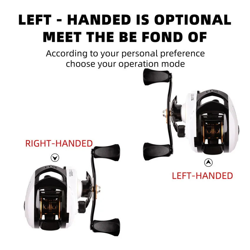 Baitcasting Reel Fishing Reel White Black reel Right Left Handed Drag Power 10kg Carp Fishing Wheels Fishing Tracking Pesca