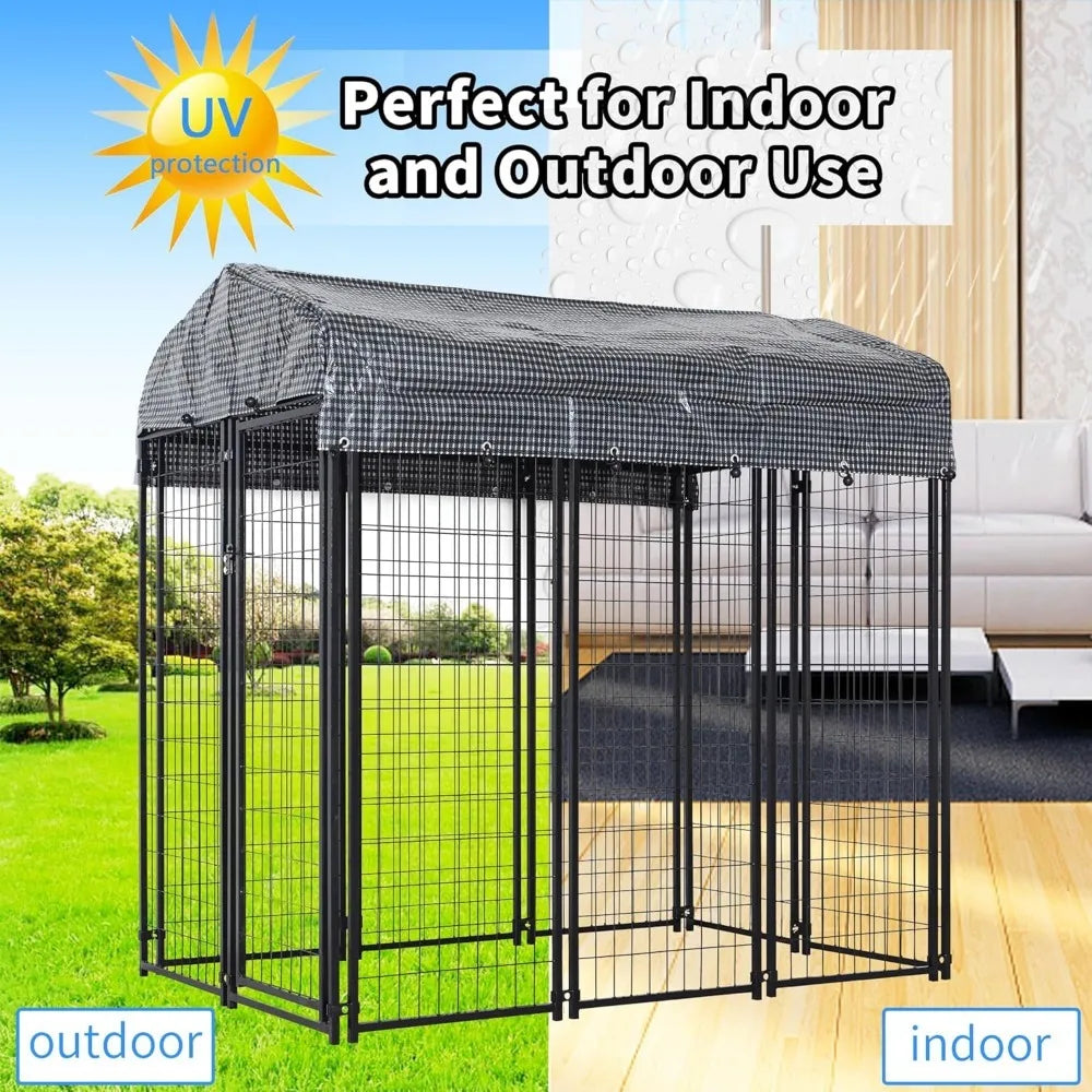 Outdoor Dog Kennel 6x4x6 FT, Expandable Modular Dog Kennel Outside, Heavy Duty Welded Wire Steel Dog Run Dog Playpen Fence