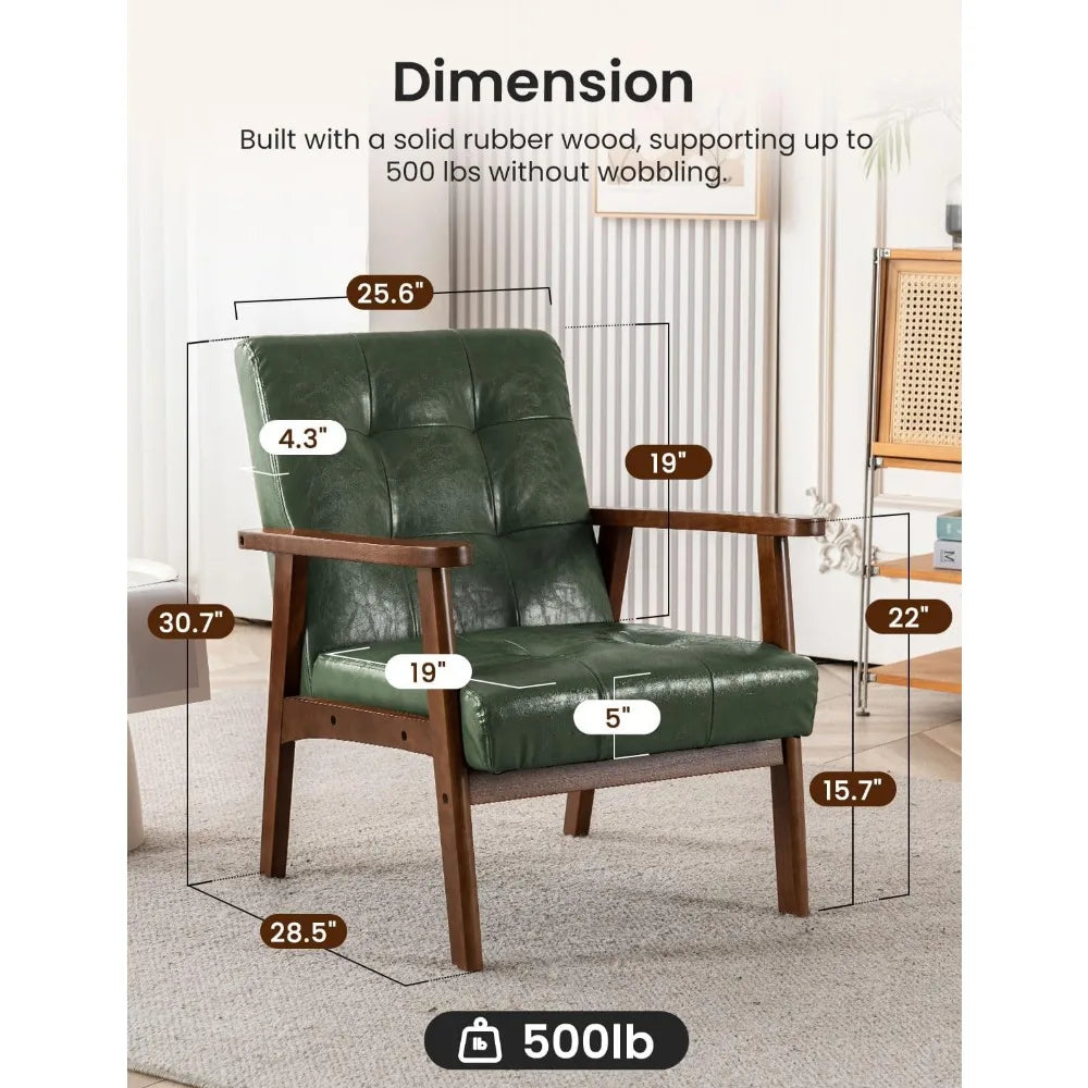 Mid Century Modern Accent Chairs for Living Room, Comfy Bedroom Chairs for Adults,Small Wide Reading Nook Arm Chair, 105° Ergono