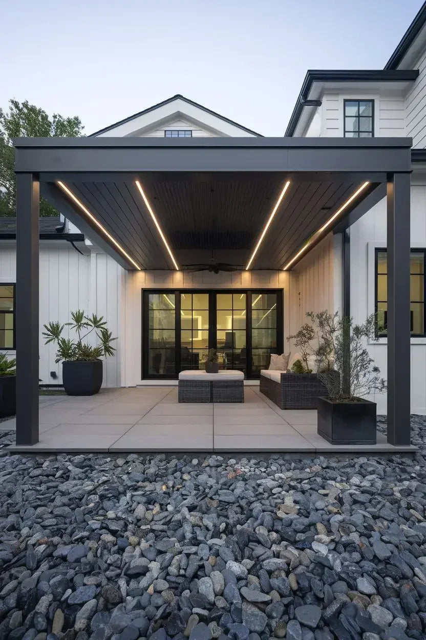 Waterproof Outdoor Pergola with Sliding Glass Door Garden Louvered Pergola for Living Room Outdoor Motorized Aluminum Gazebos