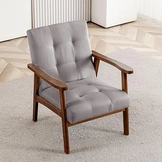 Mid Century Modern Accent Chairs for Living Room, Comfy Bedroom Chairs for Adults,Small Wide Reading Nook Arm Chair, 105° Ergono