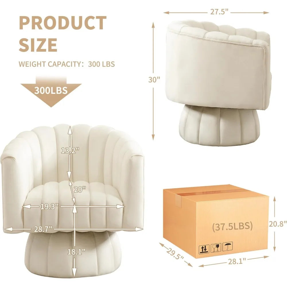 Swivel Accent Barrel Chair - Cute Comfy Small Round 360° Arm Chair Velvet Sofa Club Reading Chair for Living Room Bedroom