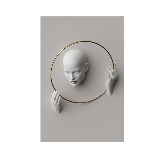 Woman Sculpture Poster Prints Woman Power Figure Statue Canvas Painting Cuadros Wall Art Pictures for Living Room Home Decor