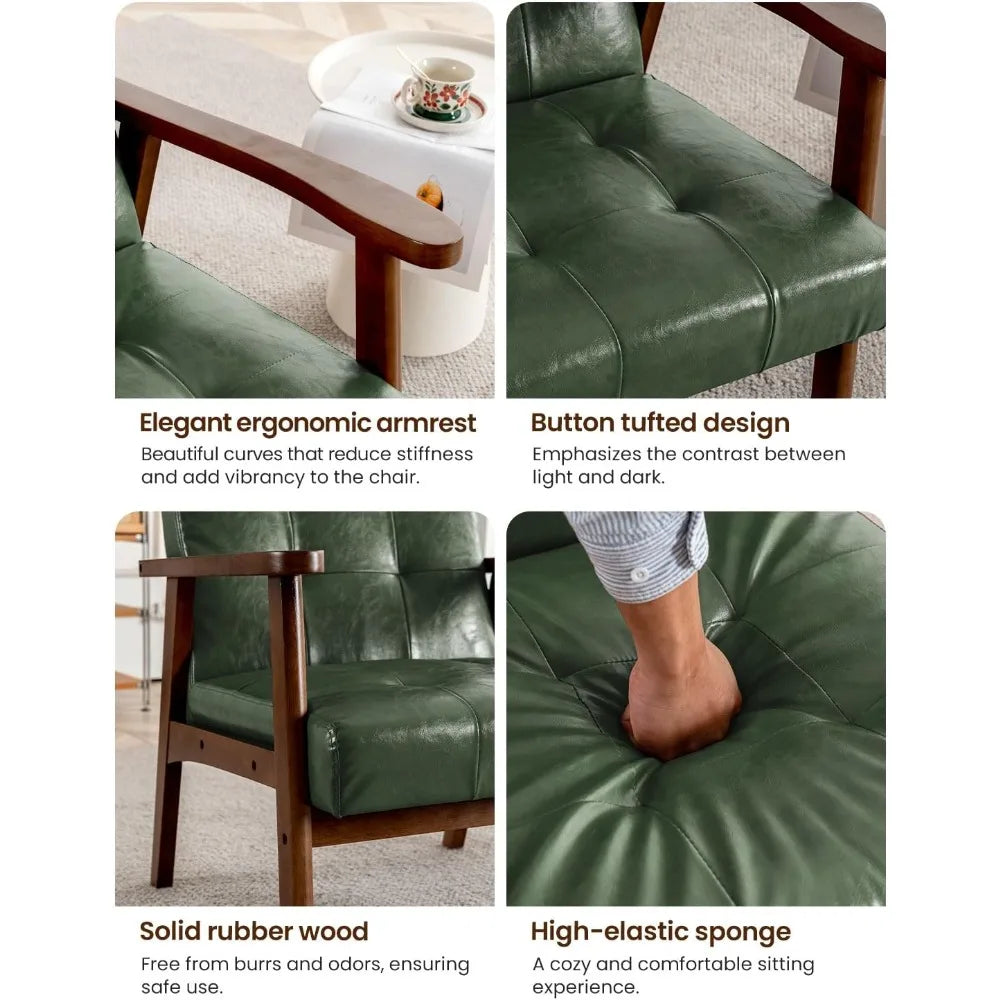 Mid Century Modern Accent Chairs for Living Room, Comfy Bedroom Chairs for Adults,Small Wide Reading Nook Arm Chair, 105° Ergono