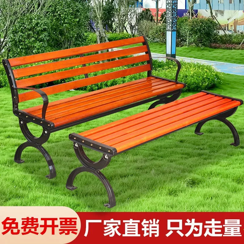 Park Outdoor Leisure Plastic Wood Bench with Row Bench Seat Waiting Outdoor Back Seat Manufacturer