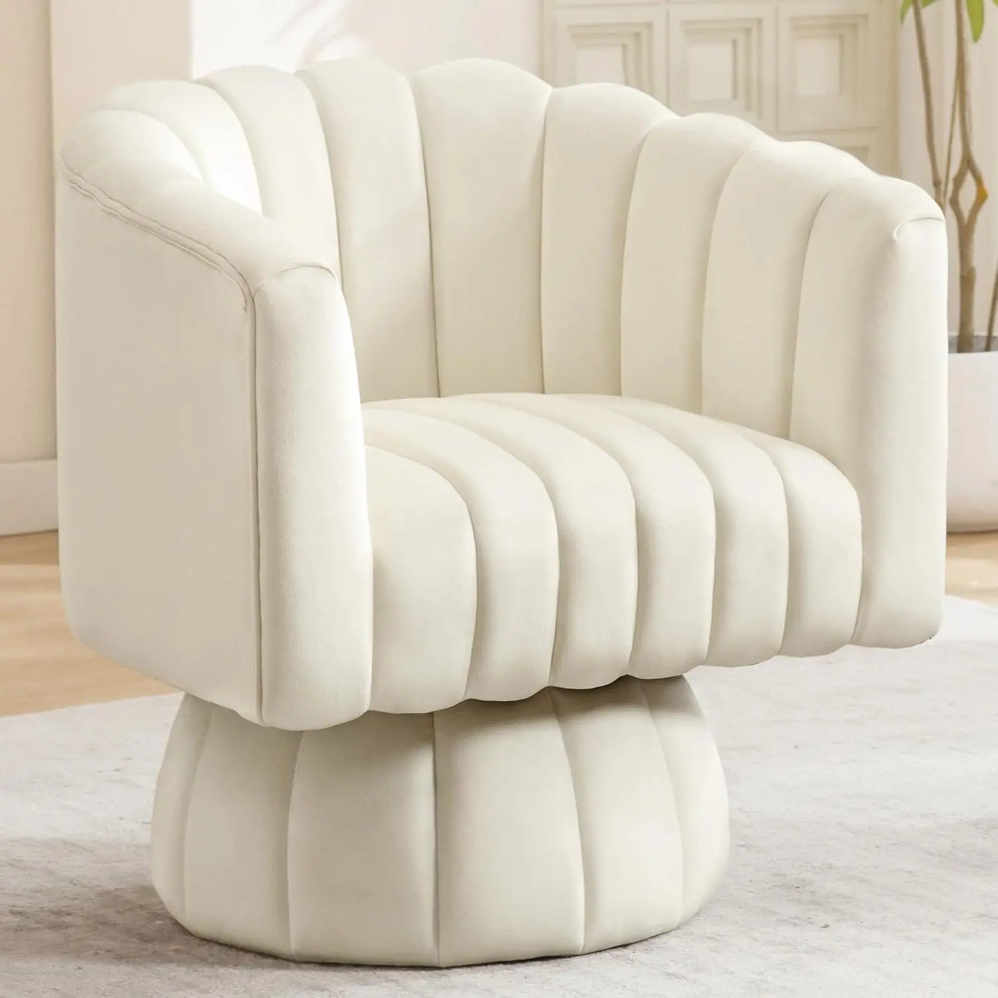 Swivel Accent Barrel Chair - Cute Comfy Small Round 360° Arm Chair Velvet Sofa Club Reading Chair for Living Room Bedroom
