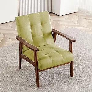 Mid Century Modern Accent Chairs for Living Room, Comfy Bedroom Chairs for Adults,Small Wide Reading Nook Arm Chair, 105° Ergono