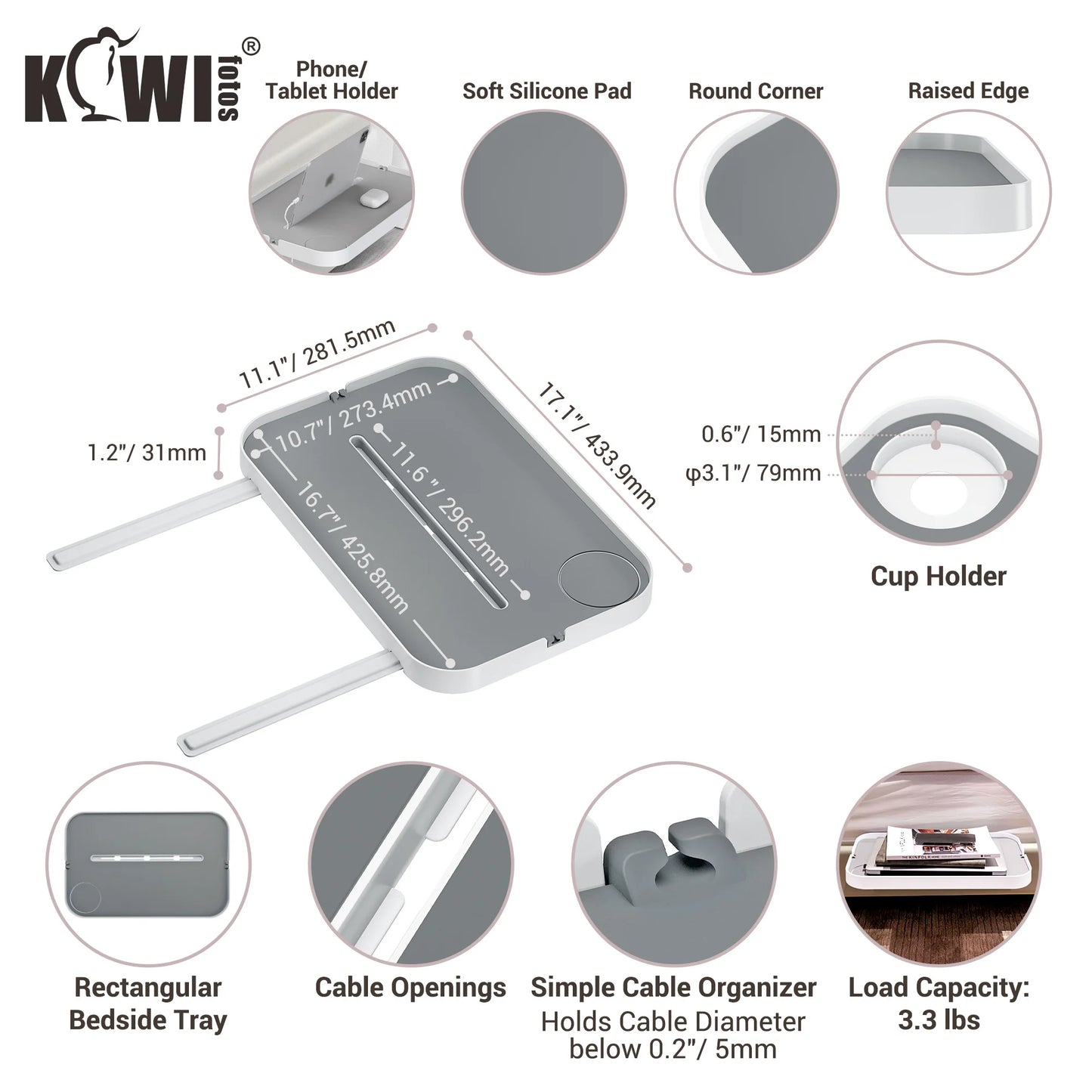 Bedside Shelf for Bed Bedside Table Under Mattress Bedroom Organizer Bed Storage Nightstand Rack Bedside Tray for Box Spring Bed