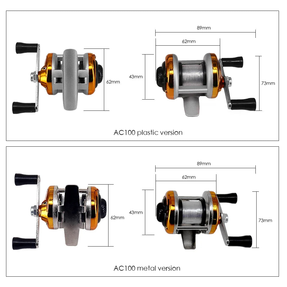 Mini Metal/Plasticl Drum Fishing wheel Portable Winter Ice Fishing Reel Wheel with Wire Outdoor Tackle fishing Accessories Fish