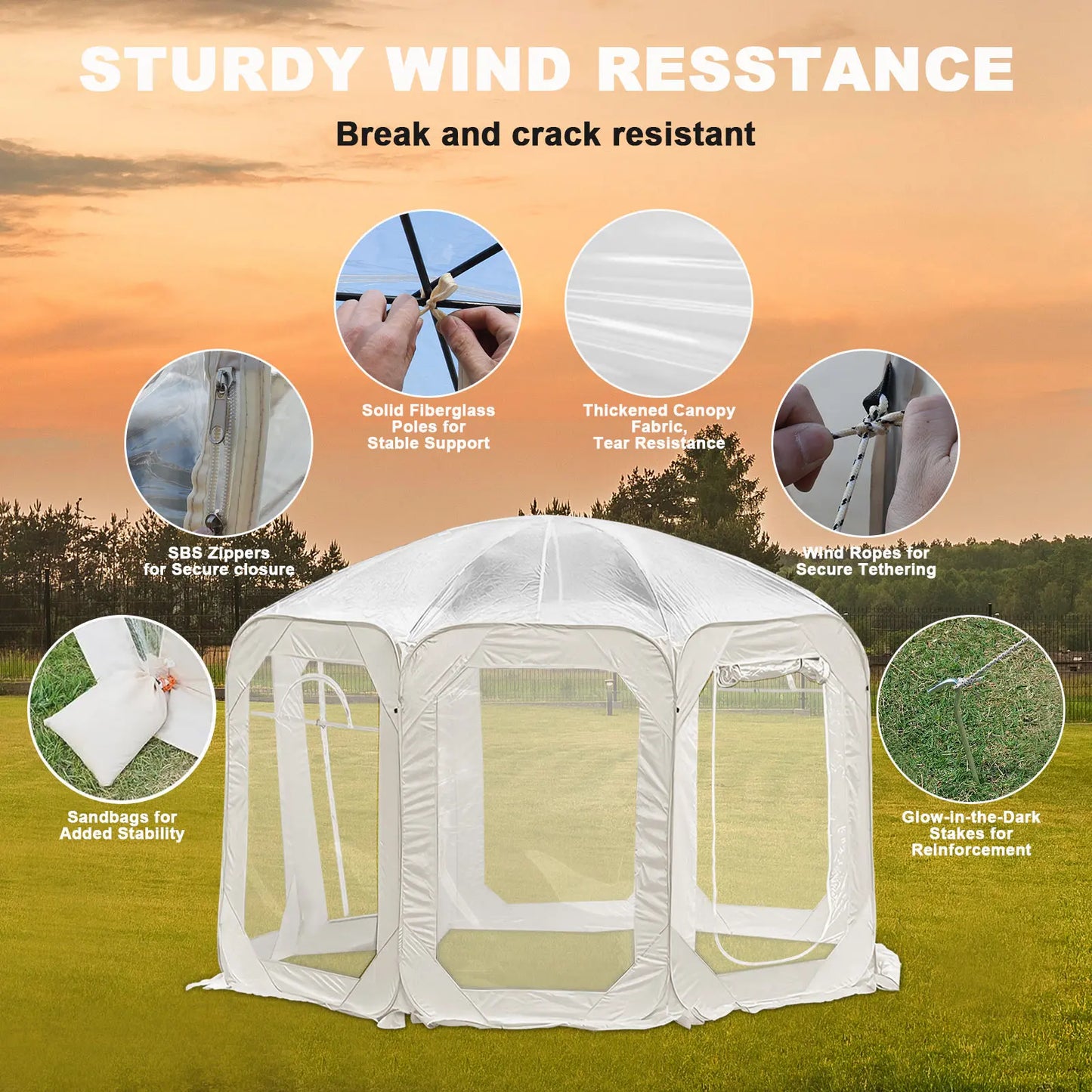 Outdoor Transparent Tent Portable Folding Camping Thickening Tent Starry Sky Bubble House Shade Winter Sunshine Wind/Waterproof