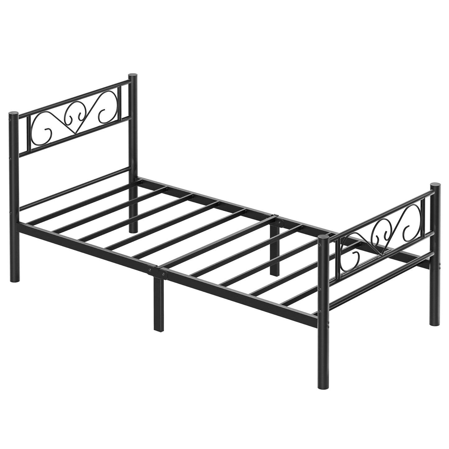 VASAGLE bed 90x200 cm Guest bed Single bed Metal bed Rack bed frame Metal bed Easy Assembly ink black