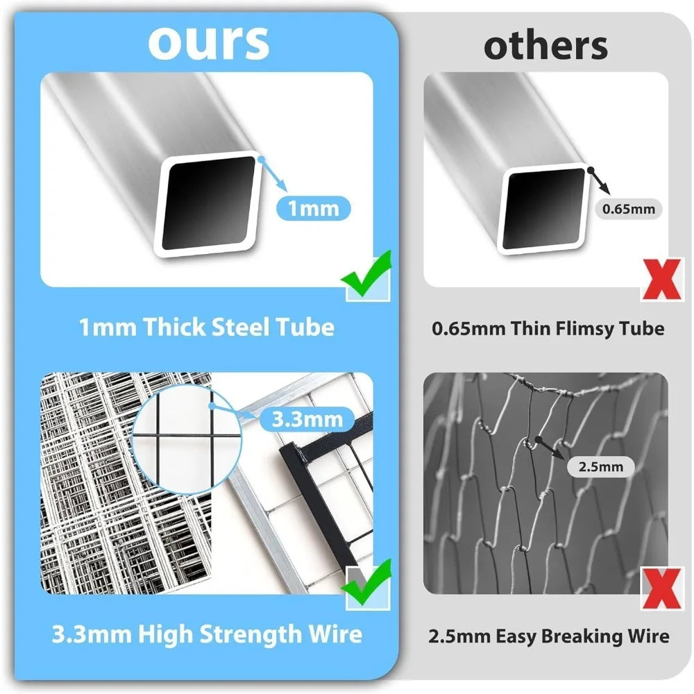 Outdoor Dog Kennel 6x4x6 FT, Expandable Modular Dog Kennel Outside, Heavy Duty Welded Wire Steel Dog Run Dog Playpen Fence