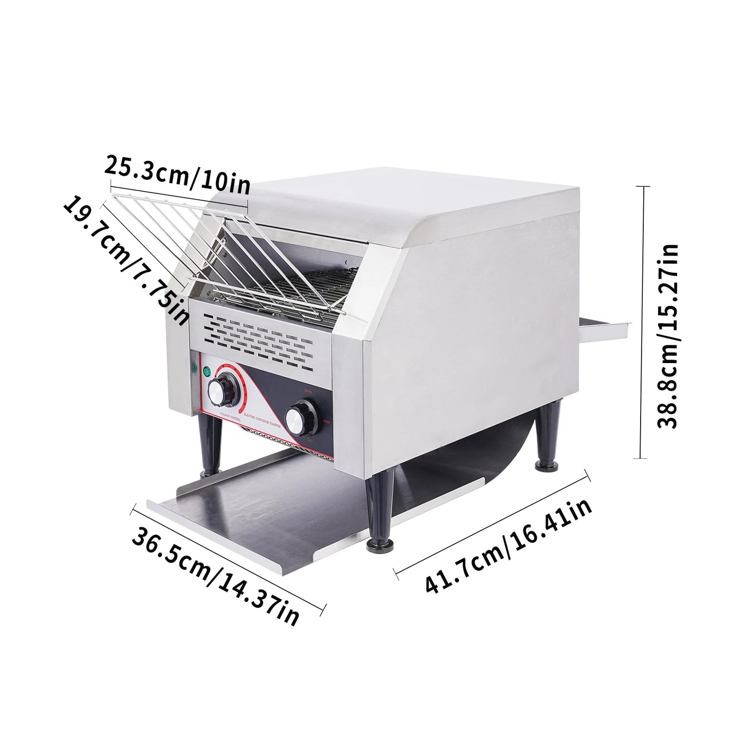 1.9KW Commercial Toaster Stainless Steel Restaurant Toaster Heavy-Duty Conveyor Bagel Toasters Oven US for Buffet 110V 300Pcs/H