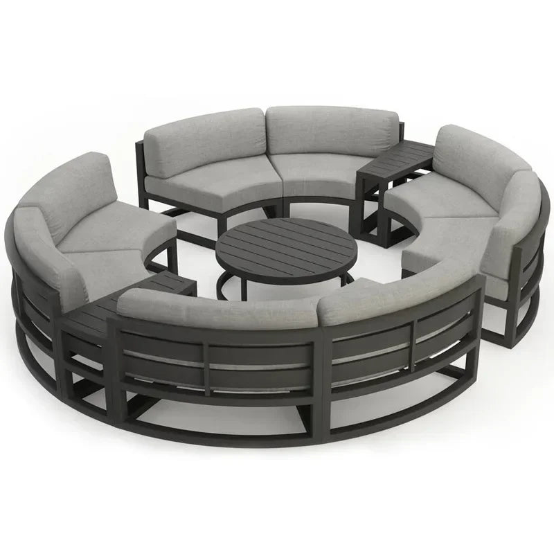 Outdoor sofa courtyard villa garden aluminum alloy waterproof sunscreen circular arc leisure outdoor furniture combination