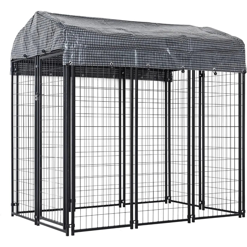 Outdoor Dog Kennel 6x4x6 FT, Expandable Modular Dog Kennel Outside, Heavy Duty Welded Wire Steel Dog Run Dog Playpen Fence