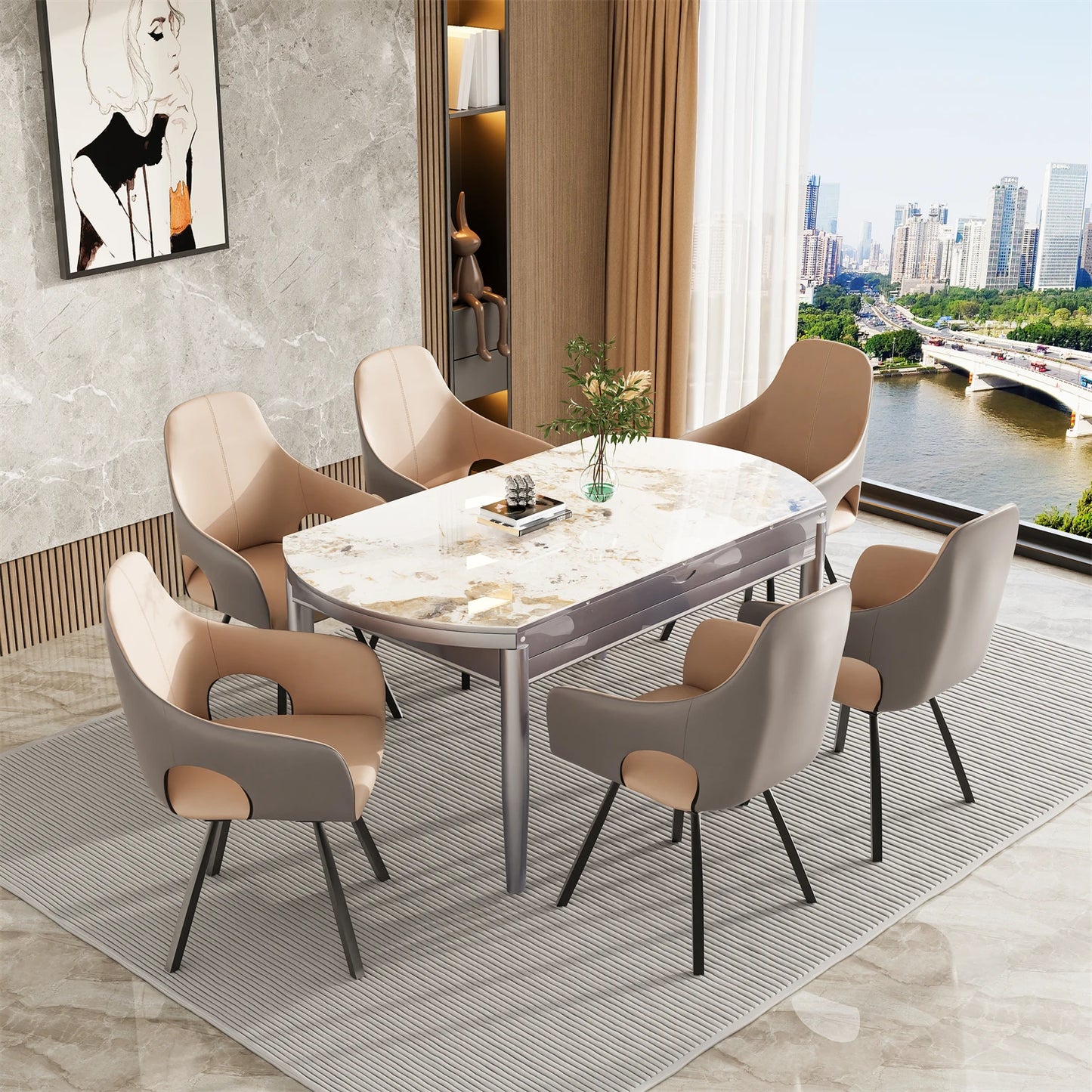 Mid Century Modern Kitchen Dining Room Chairs Set of 2 Swivel Upholstered Accent Chair Microfiber Leather for Homes