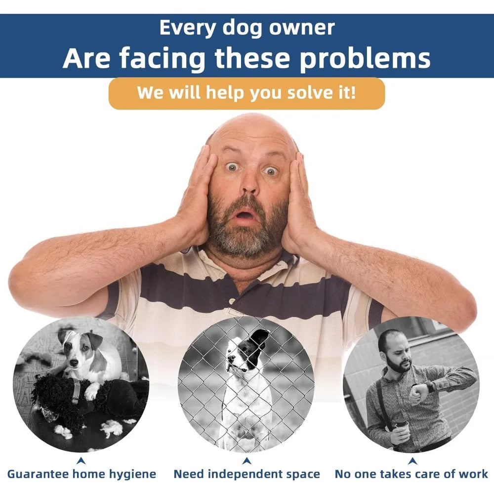 Outdoor Large Dog Kennel, Heavy Duty Dog cage, Galvanized Steel Dog Fence, with UV Resistant Waterproof Cover and Safety Lock