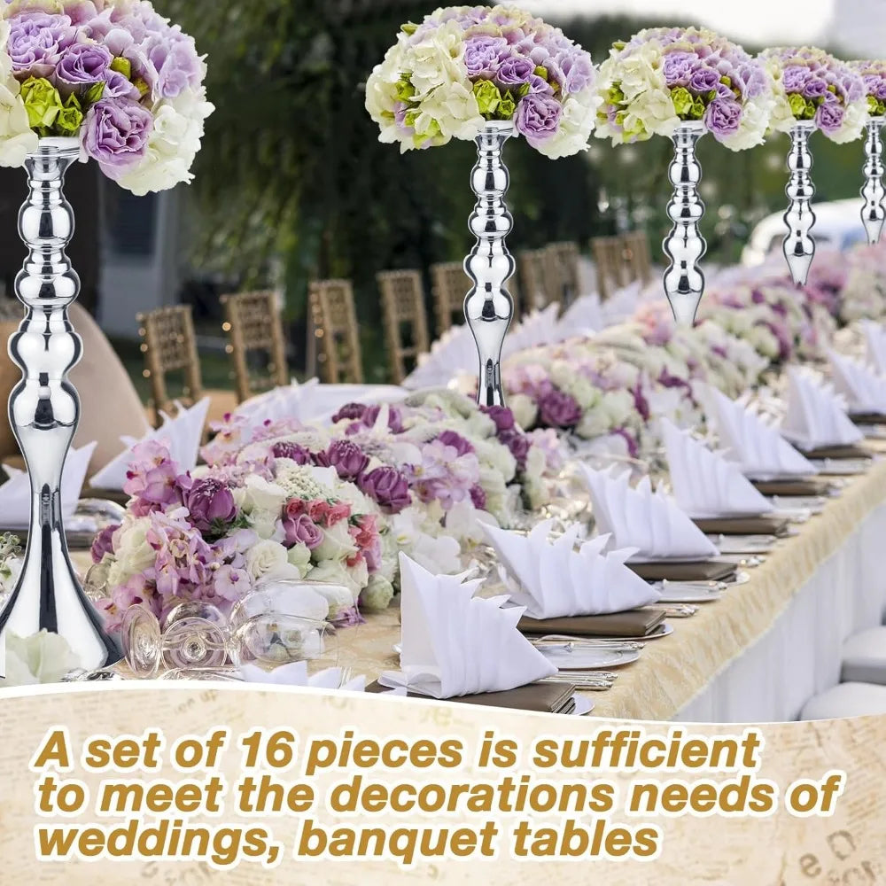 16 pieces of metal flower stand, metal wedding flower center stand, high table decorative vase