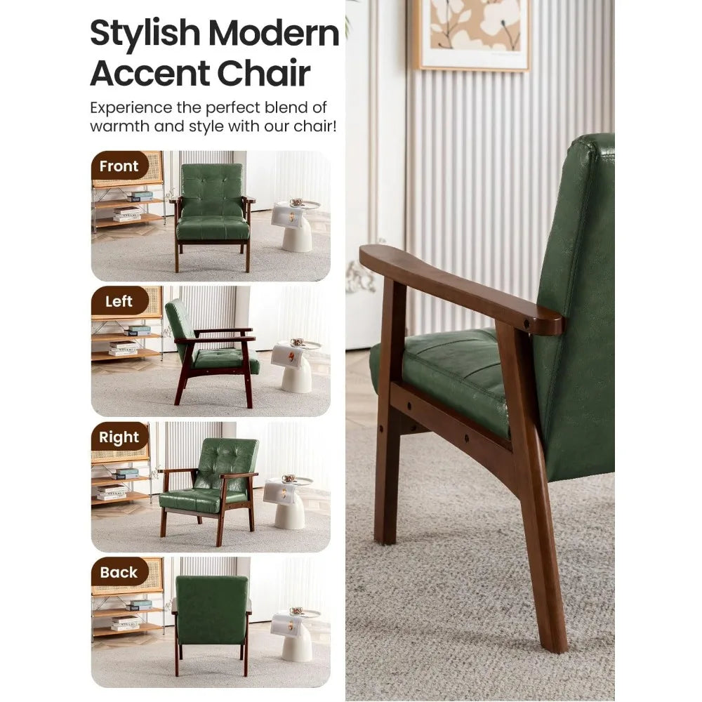 Mid Century Modern Accent Chairs for Living Room, Comfy Bedroom Chairs for Adults,Small Wide Reading Nook Arm Chair, 105° Ergono