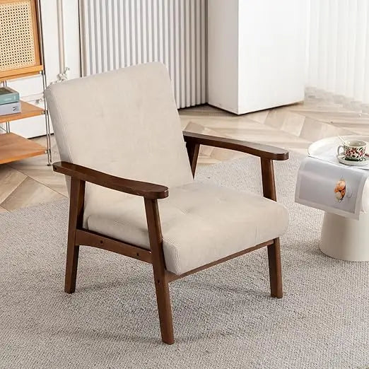 Mid Century Modern Accent Chairs for Living Room, Comfy Bedroom Chairs for Adults,Small Wide Reading Nook Arm Chair, 105° Ergono