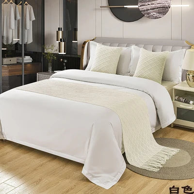 1pc Modern Simple Light Luxury B&B Hotel Bed Flag Bed Tail Towel Solid Color Bedding Bed End Blanket Bed Cover Knitted Bed Flag