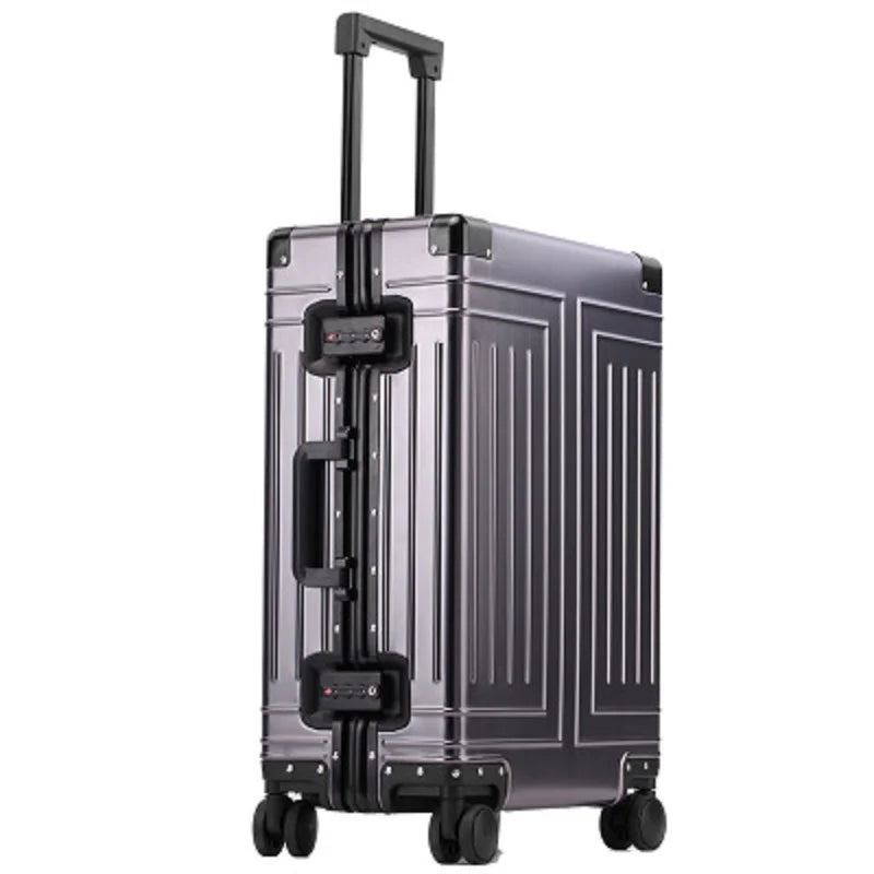 100% High-rank Aluminum-magnesium High Quality Rolling Luggage Perfect For Boarding Spinner International Brand Travel Suitcase