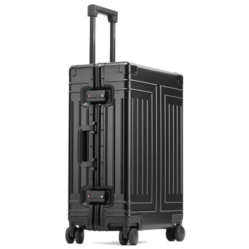 100% High-rank Aluminum-magnesium High Quality Rolling Luggage Perfect For Boarding Spinner International Brand Travel Suitcase