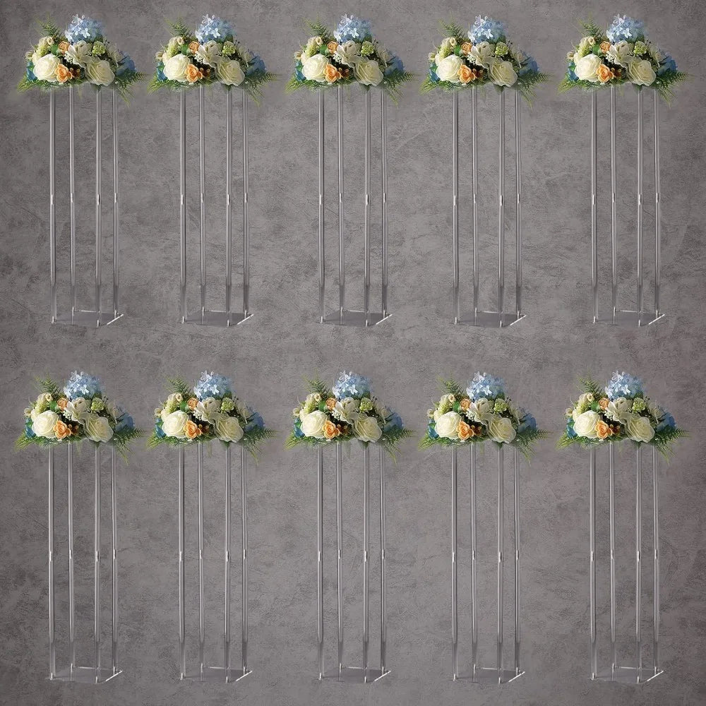 15.75 Inch Tall Vases for Wedding Event Party Props Set of 10 Clear Pedestal Wedding Table Decoration Home Acrylic Flower Stand