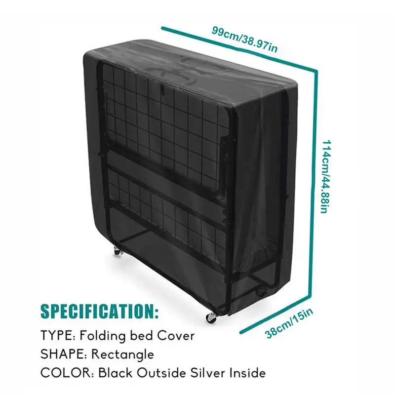 Bed Frame Cover 210D Oxford Waterproof Rollaway Folding Bed Cover Travel Folding Bed Cover Foldable Dust-Proof Garage Ball