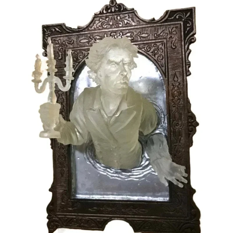 Ghostly Reflection in The Mirror Wall Sculpture Horror Themed Devil's Hand Luminous Resin Craft Unique Creative Home Decor