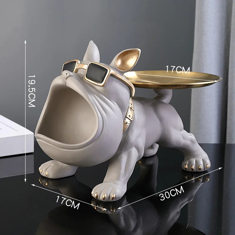 30cm Home Decor Bulldog Figurine Dog Statue Storage Box Animal Ornament Resin Craft Art Sculpture Figurine Home Puppy Sculpture