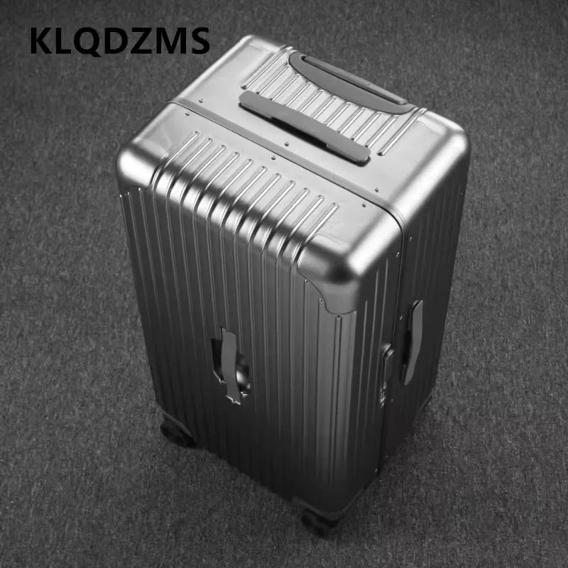 KLQDZMS New Luggage 20"24"26"28 Inch PC Aluminum Frame Boarding Box Large Capacity Trolley Case with Wheels Rolling Suitcase
