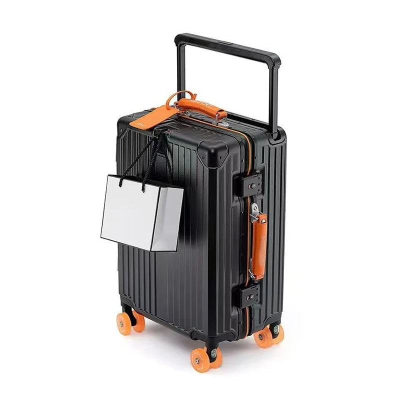BunnyFly Suitcase Wide Handle Aluminum Frame Travel Rolling Luggage Trolley Case Men Women 20 24 Inches