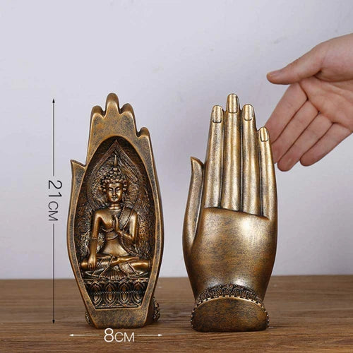 2Pcs Buddha Statue Hands Sculptures Monk Figurine Tathagata India Yoga Fengshui Home Decoration Ornament Accessories