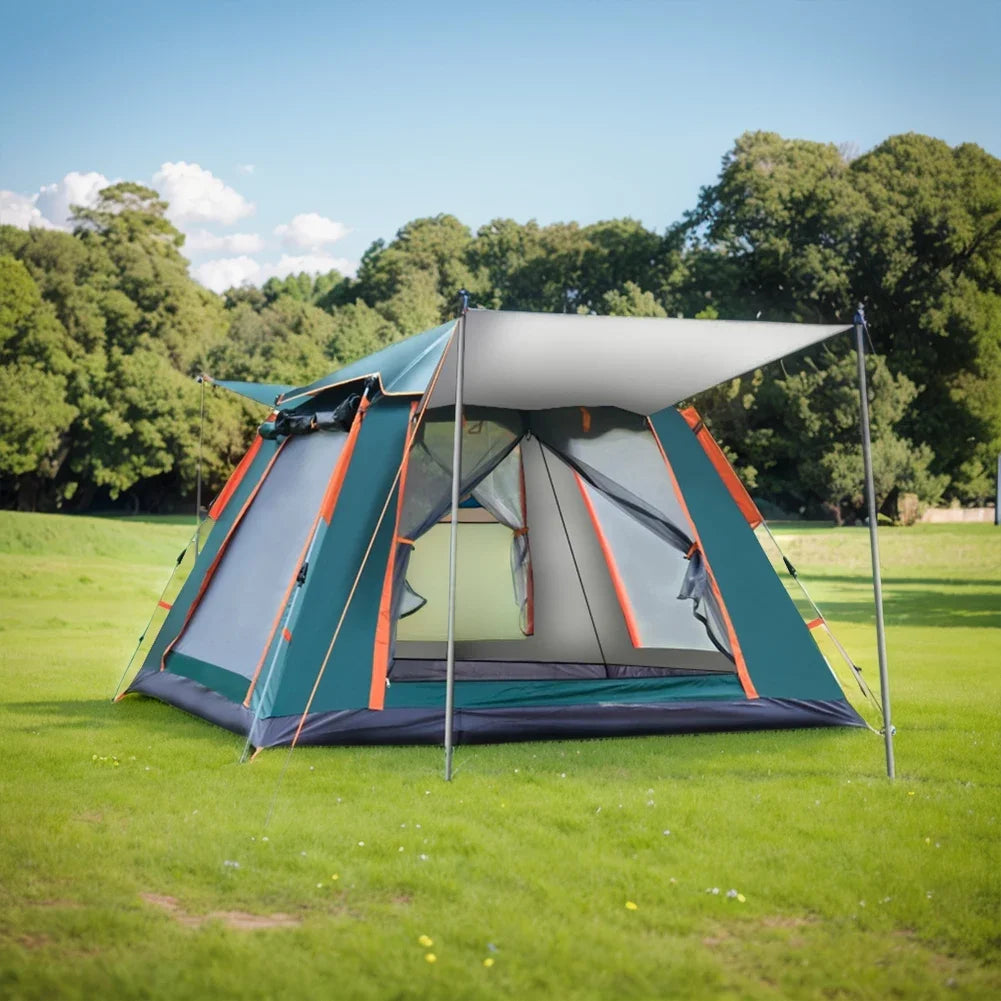 Automatic Quick Open Tent with Canopy Outdoor Folding Tent Sun-Protection Portable Hexagonal Tent for Family 3-4/4-6 People