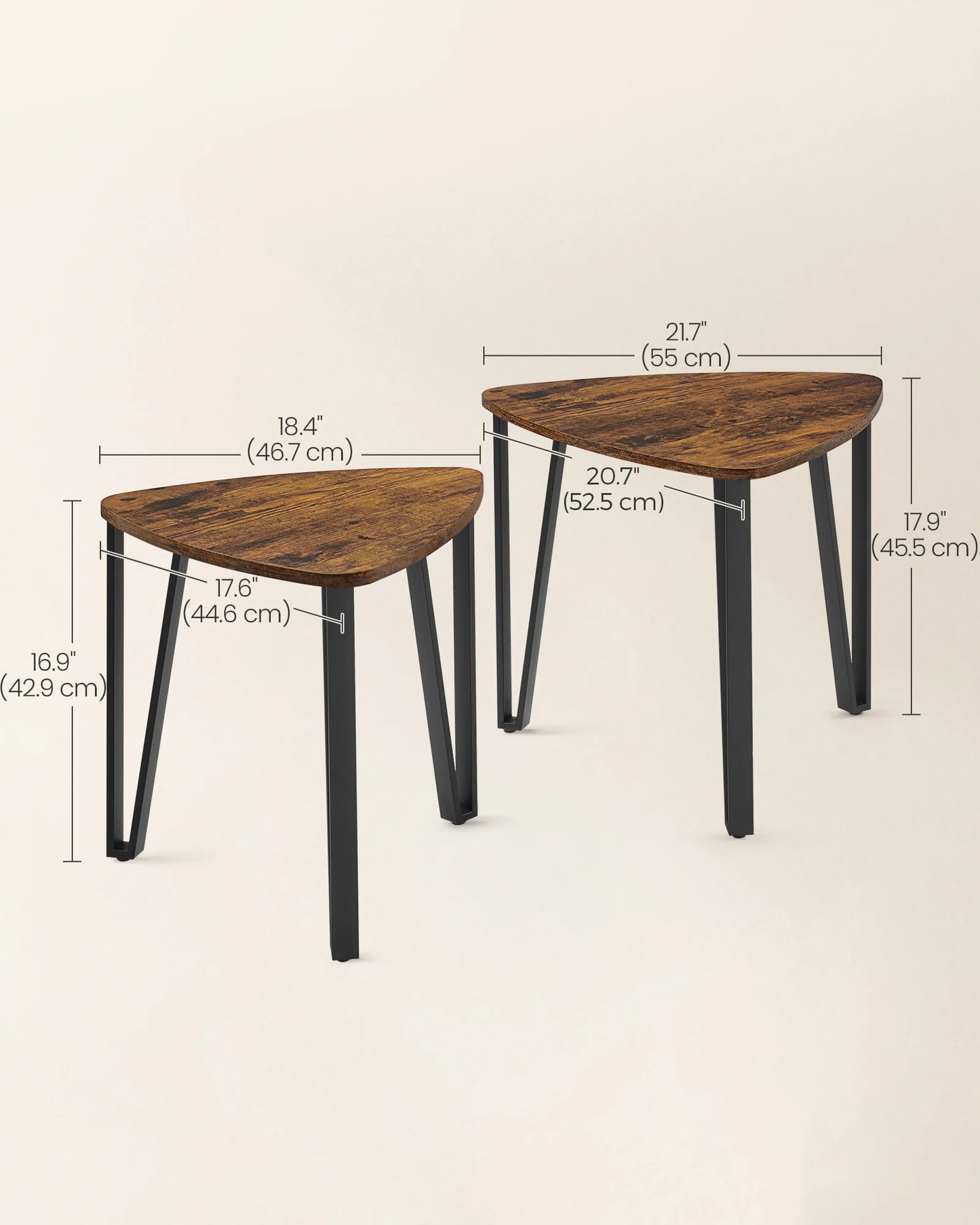 VASAGLE Nesting Coffee Tables, End Tables Set of 2 for Living Room Bedroom, Industrial Small Stacking Side Tables