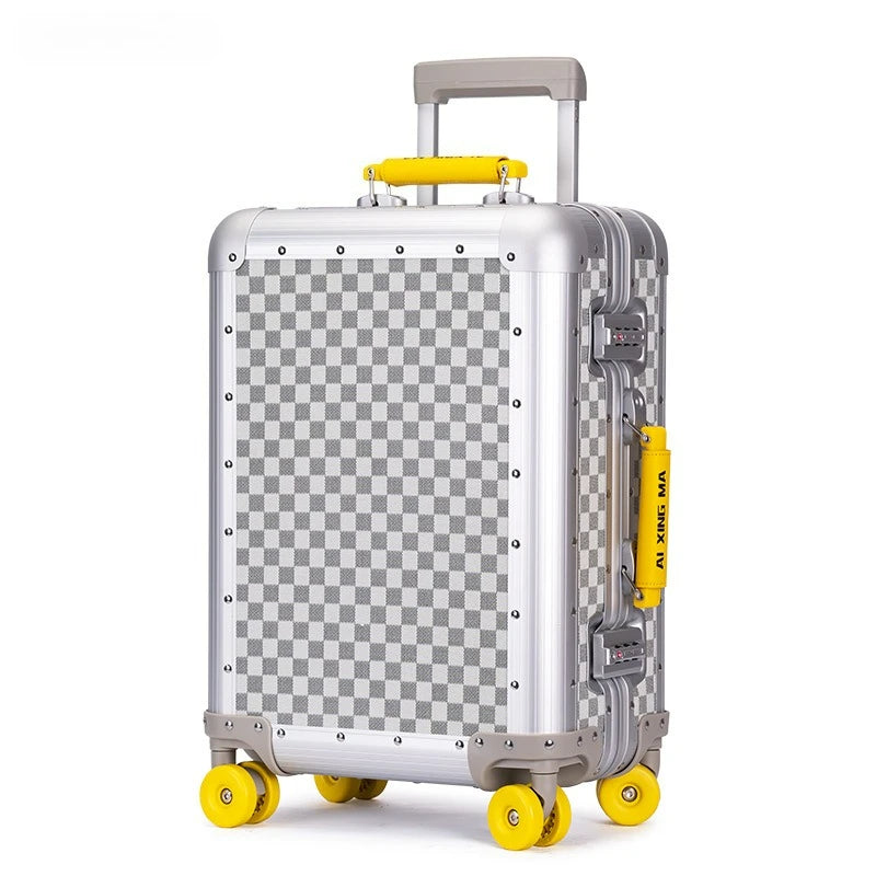 20 Inch Large capacity All Aluminum Magnesium Alloy Suitcase Rolling Luggage Case Business Travel Suitcase on Wheels