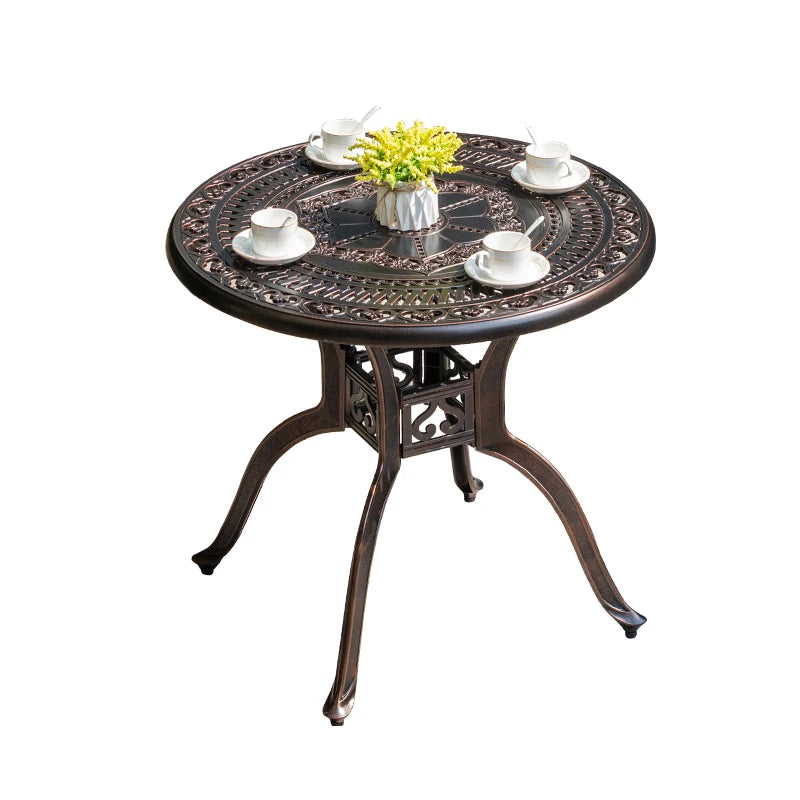 2025 Newest Outdoor Table Round Patio Dining Table Metal Furniture Cast Aluminium Round Table for Garden Yard
