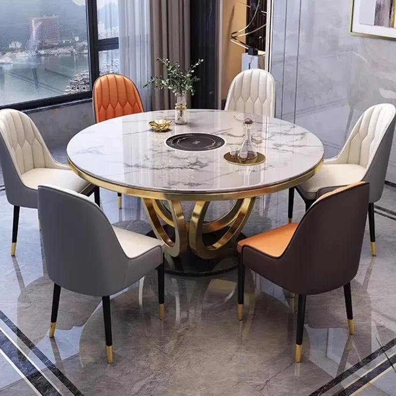 Round Trendy Dining Table Nordic Aesthetic Beauty Modern Dining Table Luxury Home Kitchen Mesa De Comedor Garden Furniture Sets