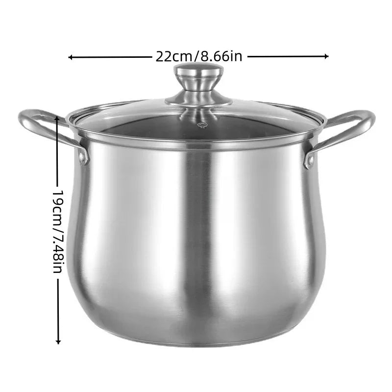 1pc Large Stainless Steel Stock Pot - Ideal for Soups, Stews, and More - Durable, Easy to Clean - Essential Kitchen Gadget
