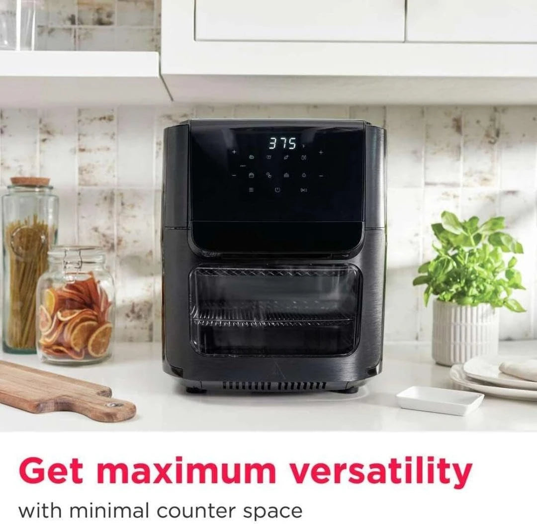 5 in 1 Large Air Fryer Toaster Oven Combo - 12.6 Qt Total Capacity, 3.7 Qt Basket - 7 Preprogrammed Recipes