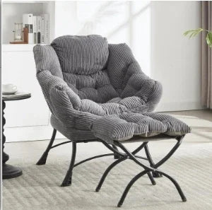 Lazy Chair with Ottoman Bedroom Chairs for Adults Modern Lounge Accent Chair with Armrests, Ergonomic Footrest for Small Spaces