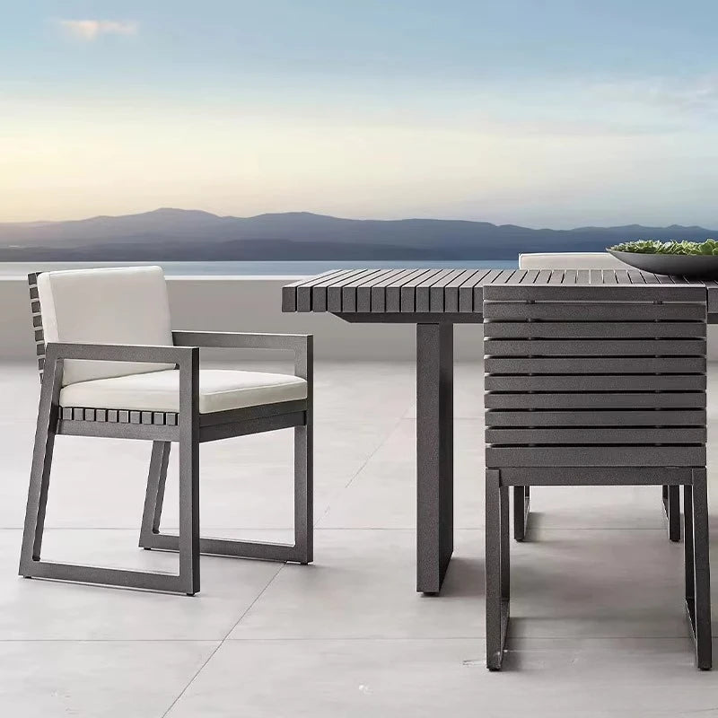 Outdoor Dining Table Set，Stainless Steel, Waterproof and Sunscreen，Suitable for Small Outdoor Gardens