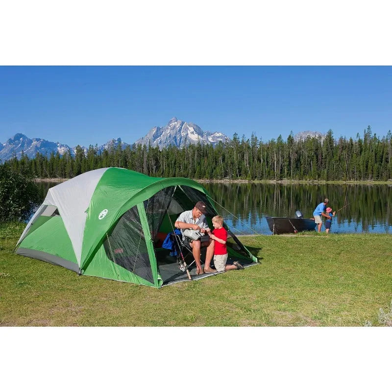 Coleman Evanston Screened Camping Tent, 6/8 Person Weatherproof Tent with Roomy Interior Includes Rainfly, Carry Bag