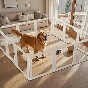 Citylife Dog Playpen with Door Clear Pet Playpen for Indoor Outdoor Easy to Install and Remove Puppy Playpen for Dogs, Cats, Bun