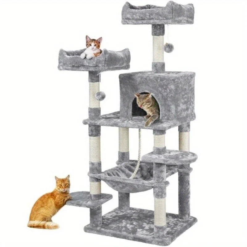 Large Cat Tree Cat Tower Playing House Condo w/Scratching Posts for Indoor Cats