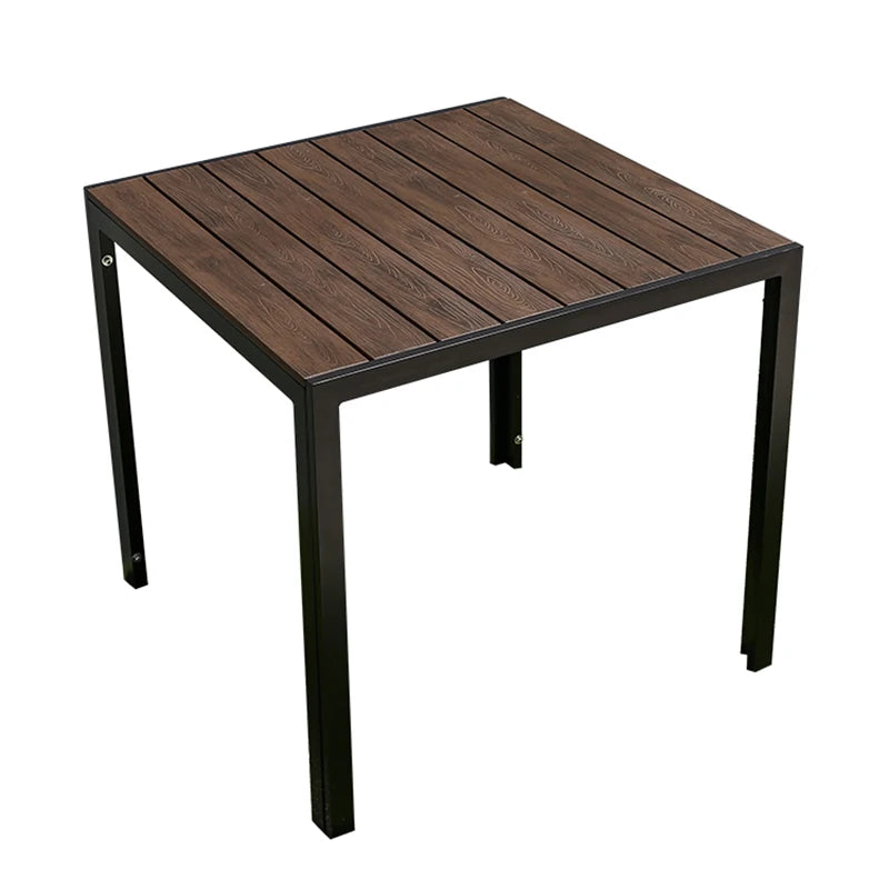2025 New 4 Person Outdoor Wood Grain Square Table 80cm Outdoor Dinings Table Waterproof Rectangular Brown Table Room Furniture