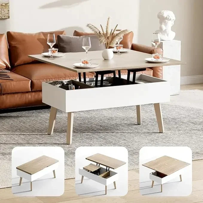 3 in 1 Lift Top Coffee Table, Ten Minutes Install Multifunction Coffee Table, Coffee Table Converts to Dining Table, Lift Top Di